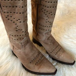 Frye Cognac Suede Boots